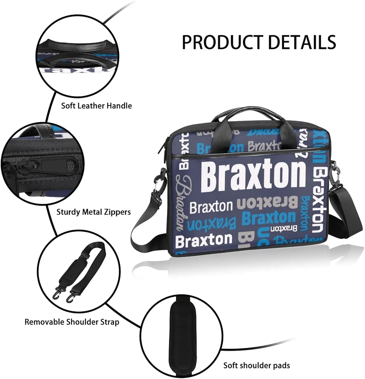 Custom Laptop Shoulder Bags with Name Personalized Laptop Bags with Multi-Pockets