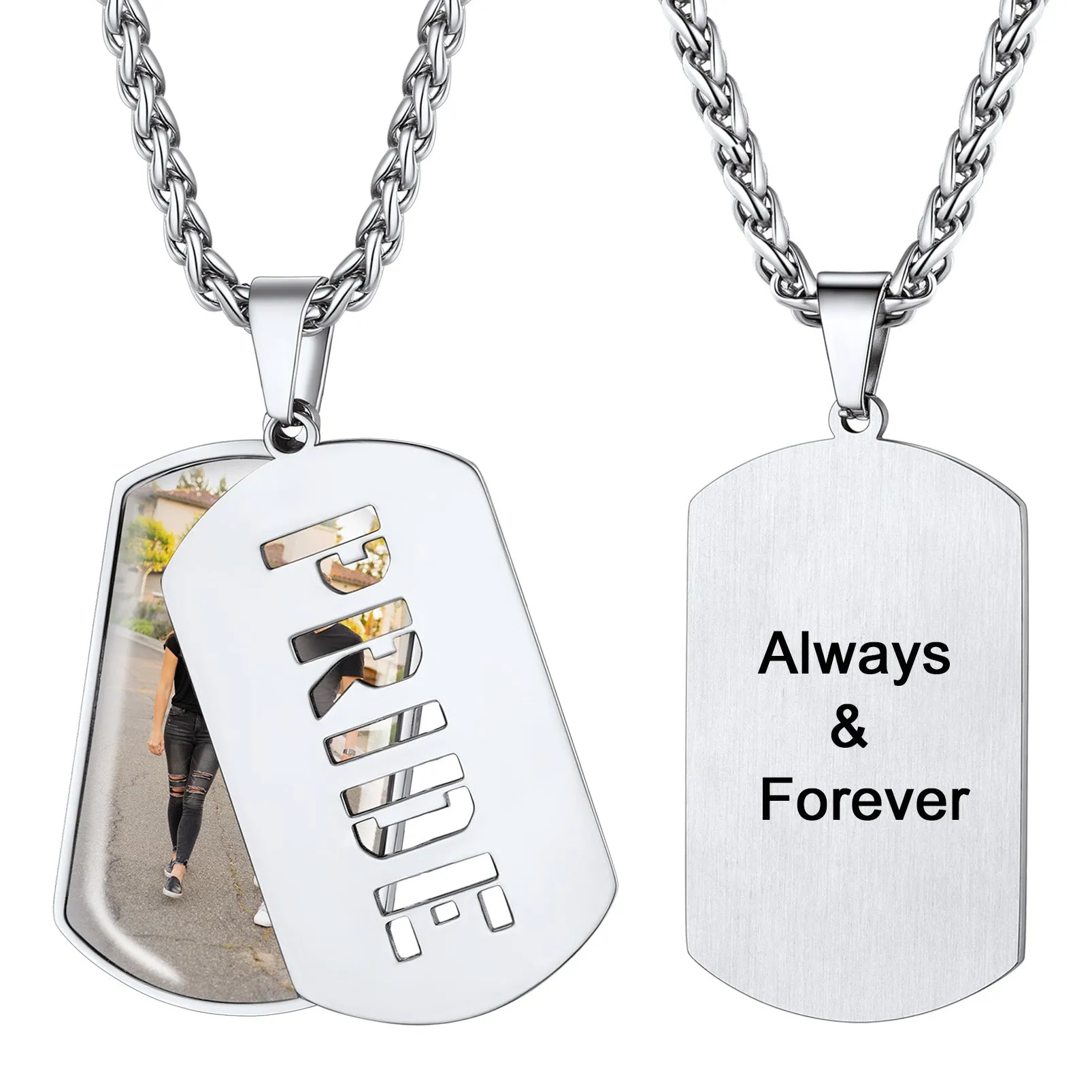 Customized Name Photo Dog Tag Memorial Necklace With Picture
