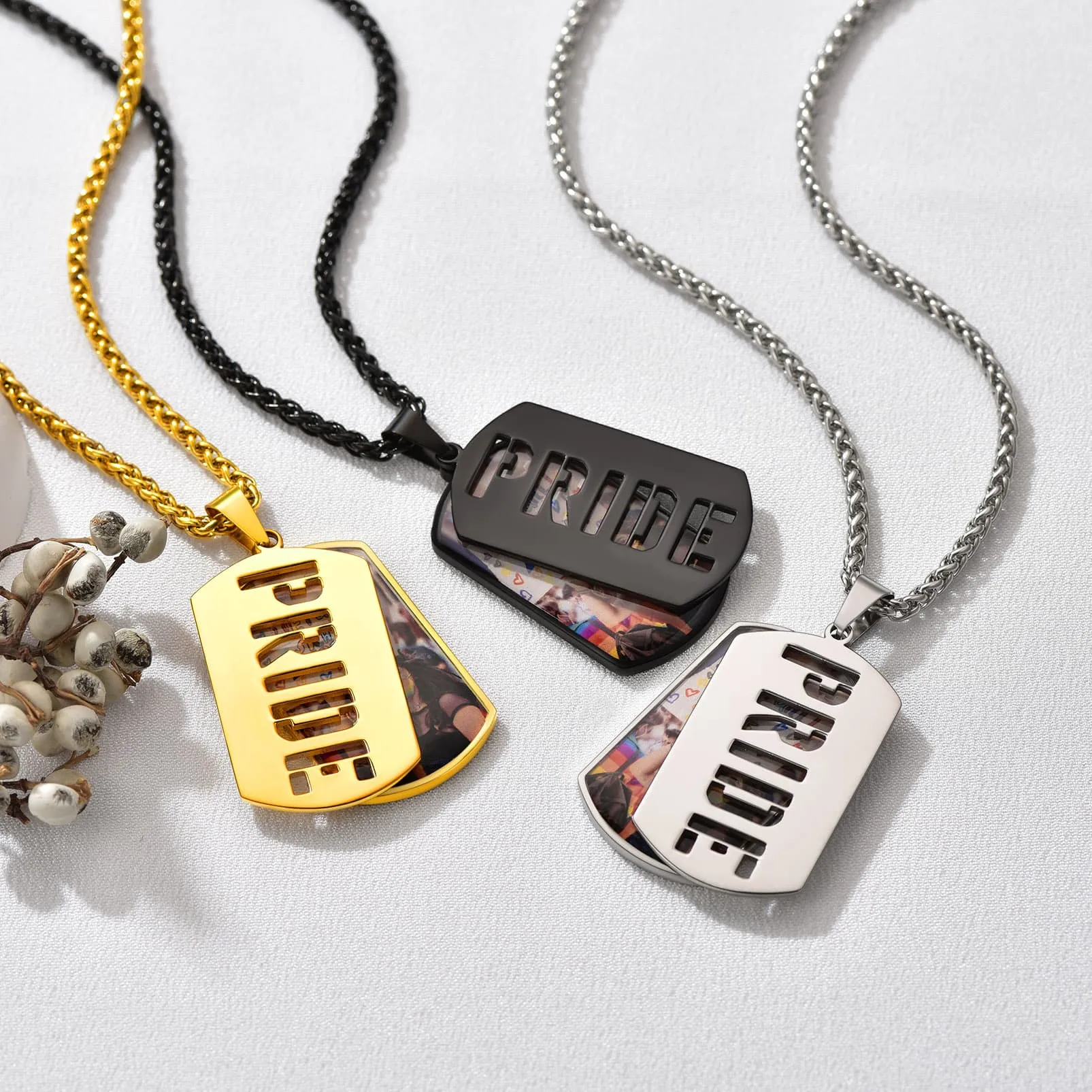 Customized Name Photo Dog Tag Memorial Necklace With Picture