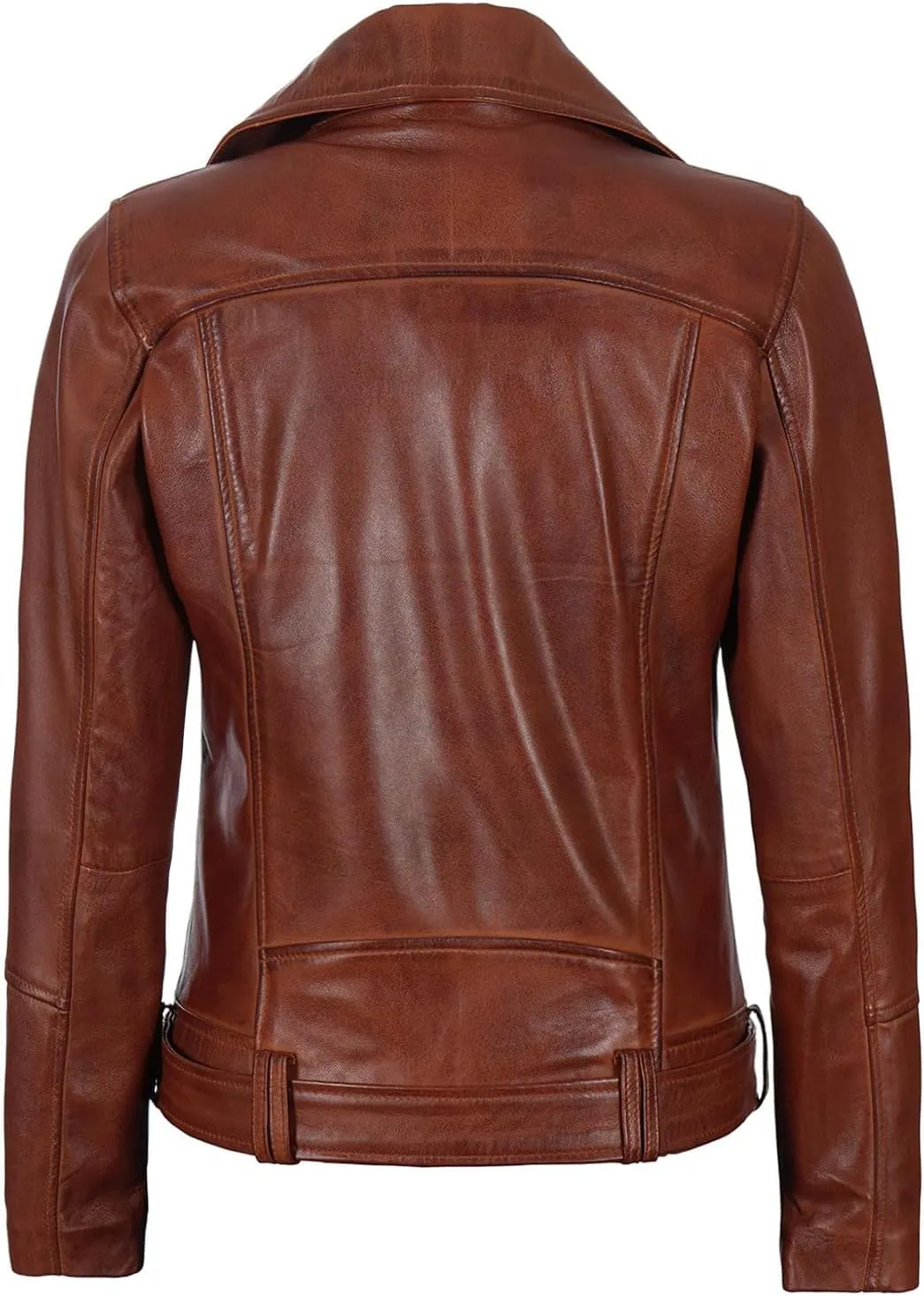 Decrum Womens Leather Jacket  Asymmetrical Motorcycle Style Leather Jacket Women