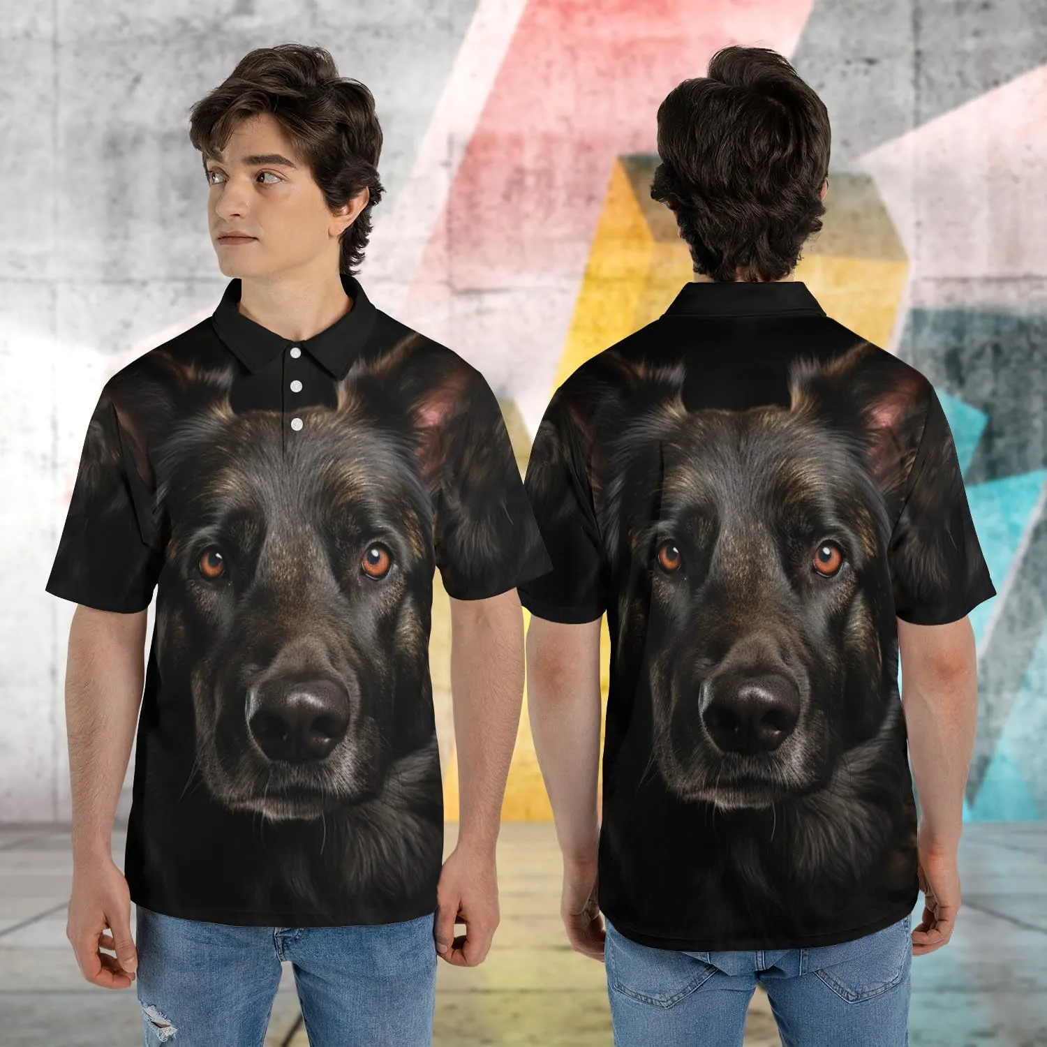 Dog Face Polo Shirts for Men - Dog Breed Mens Quick Dry Short Sleeve Polo Shirts Series 19