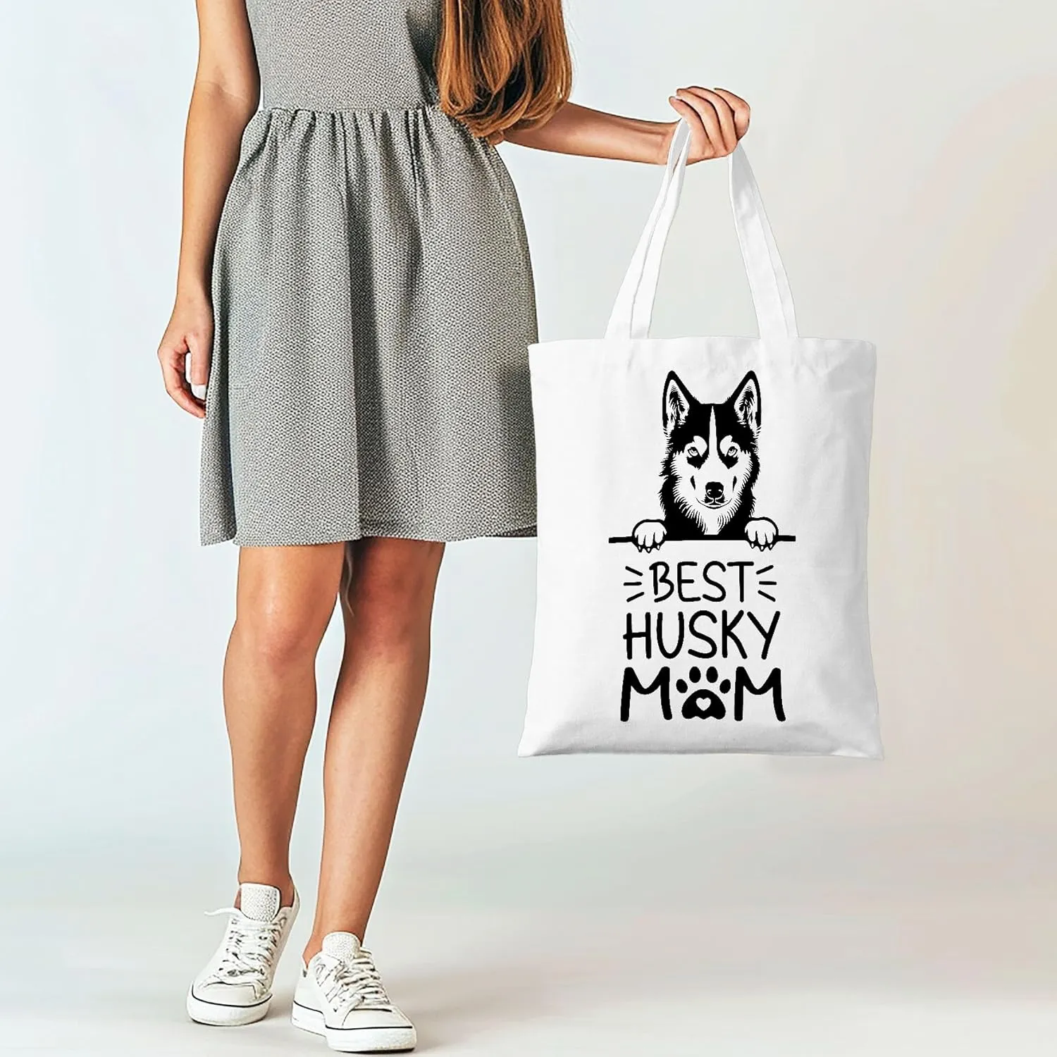 Dog Mom Canvas Tote Bag for Women, Dogs Lover Gift for Dog Mom, Birthday Christmas Dog Themed Gifts For Women.