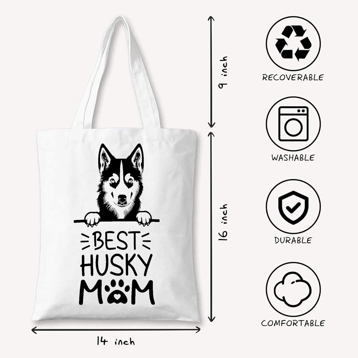Dog Mom Canvas Tote Bag for Women, Dogs Lover Gift for Dog Mom, Birthday Christmas Dog Themed Gifts For Women.