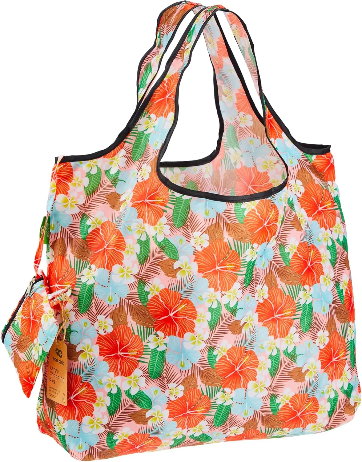 ECO CHIC Foldable Reusable Large Grocery Bags - Foldable Grocery Bags - Lightweight, Recycled & Reusable Shopping Bag - Waterproof, Packable Tote Fitting in Fine Grocery Bag Carrier