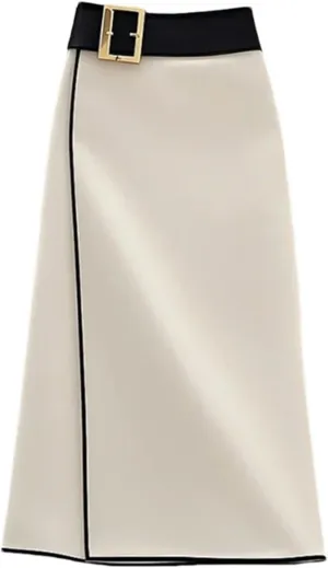Elegant Office Lady High Waist Intage Straight Skirt Fashion Patchwork Women's Slim Bag Hip Midi Skirts