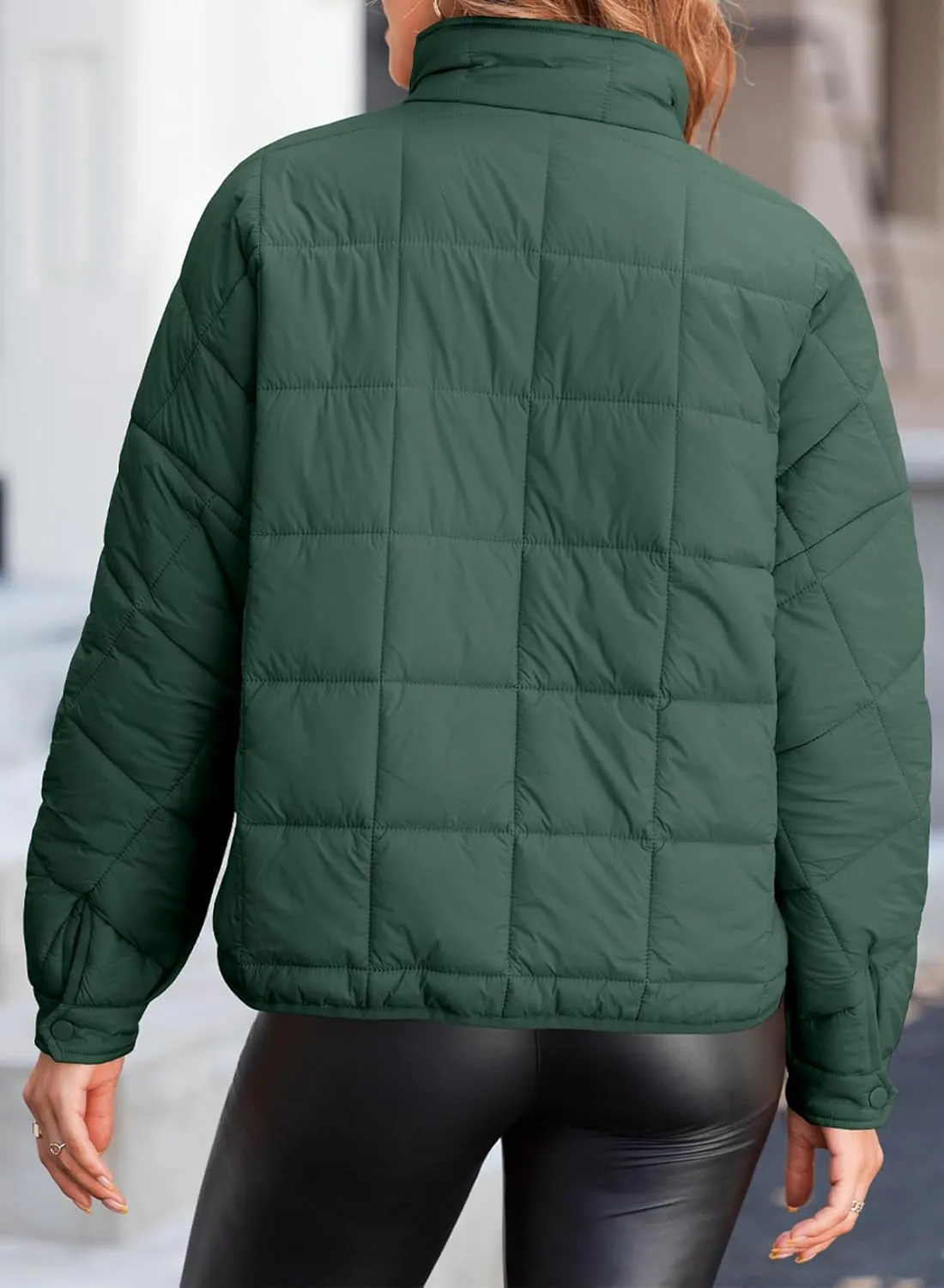 EVALESS Womens Quilted Puffer Jackets Lightweight Long Sleeve Zip Up Winter Coats Fashion 2024 Fall Outfits With Pockets