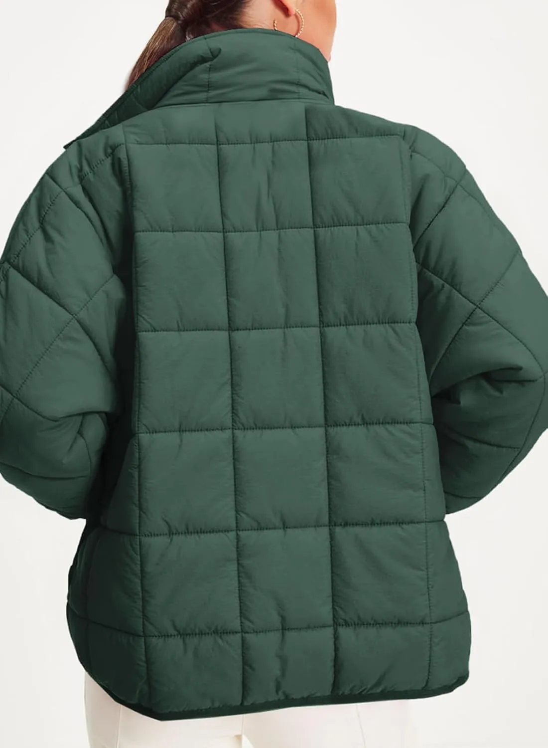 EVALESS Womens Quilted Puffer Jackets Lightweight Long Sleeve Zip Up Winter Coats Fashion 2024 Fall Outfits With Pockets