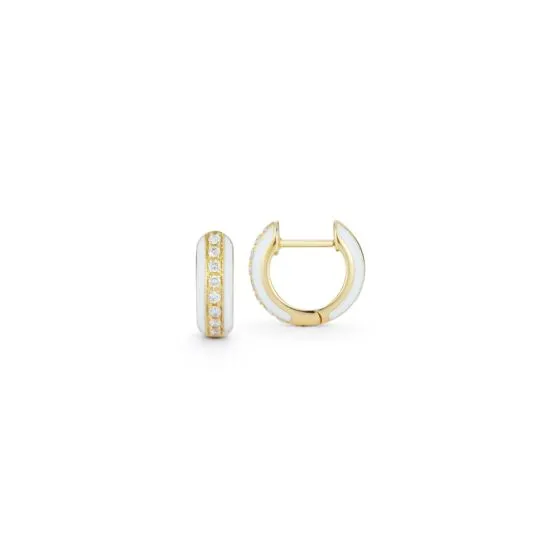 Everyday Value: 14K Gold & Enamel Diamond Huggies