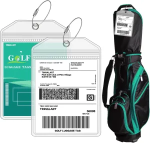 Extra Large Golf Luggage Tag 9" x 6 "Shipping Tags for Golf BagLuggage Tag Holders for Ship StickPVC Clear Plastic Waterproof Zipper Pouch 2 Pack