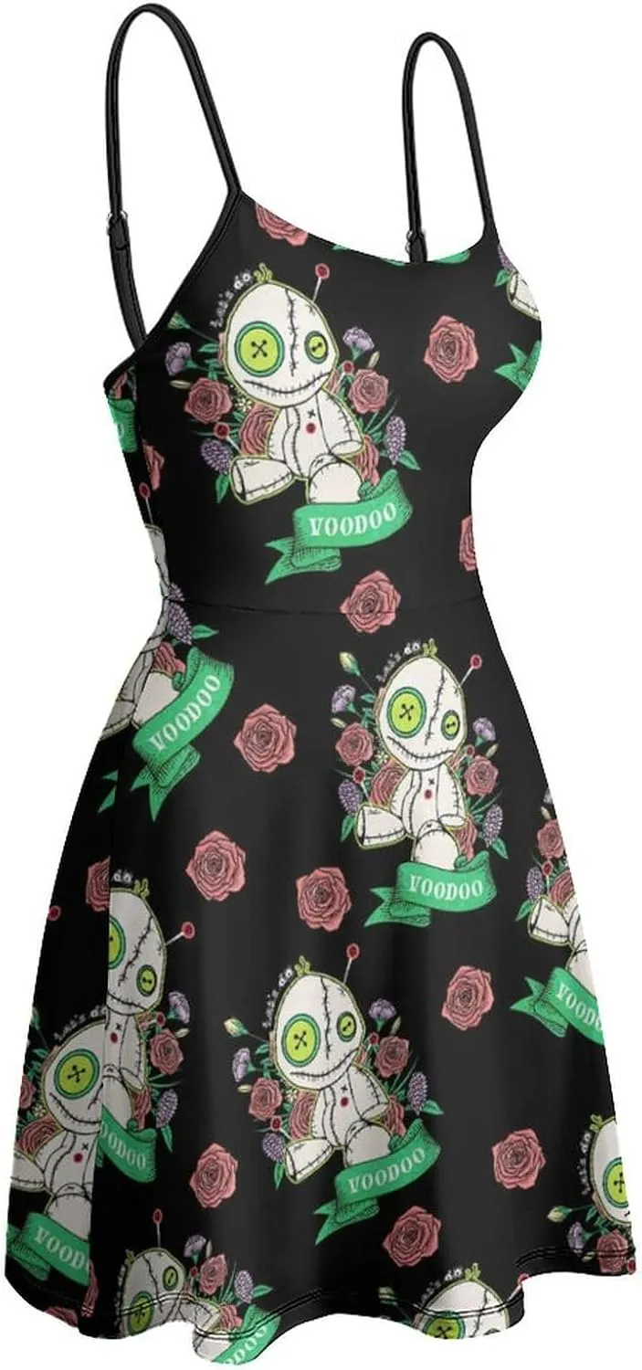 Fashion Summer Beach Slip Dress for Women, Casual Sleeveless Swing Dresses High Waist Sundresses