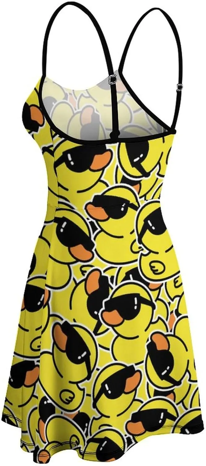 Fashion Summer Beach Slip Dress for Women, Casual Sleeveless Swing Dresses High Waist Sundresses