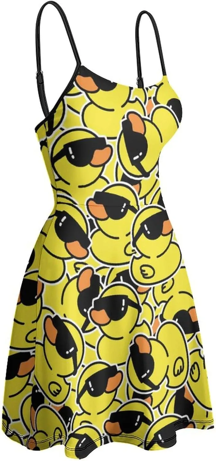 Fashion Summer Beach Slip Dress for Women, Casual Sleeveless Swing Dresses High Waist Sundresses