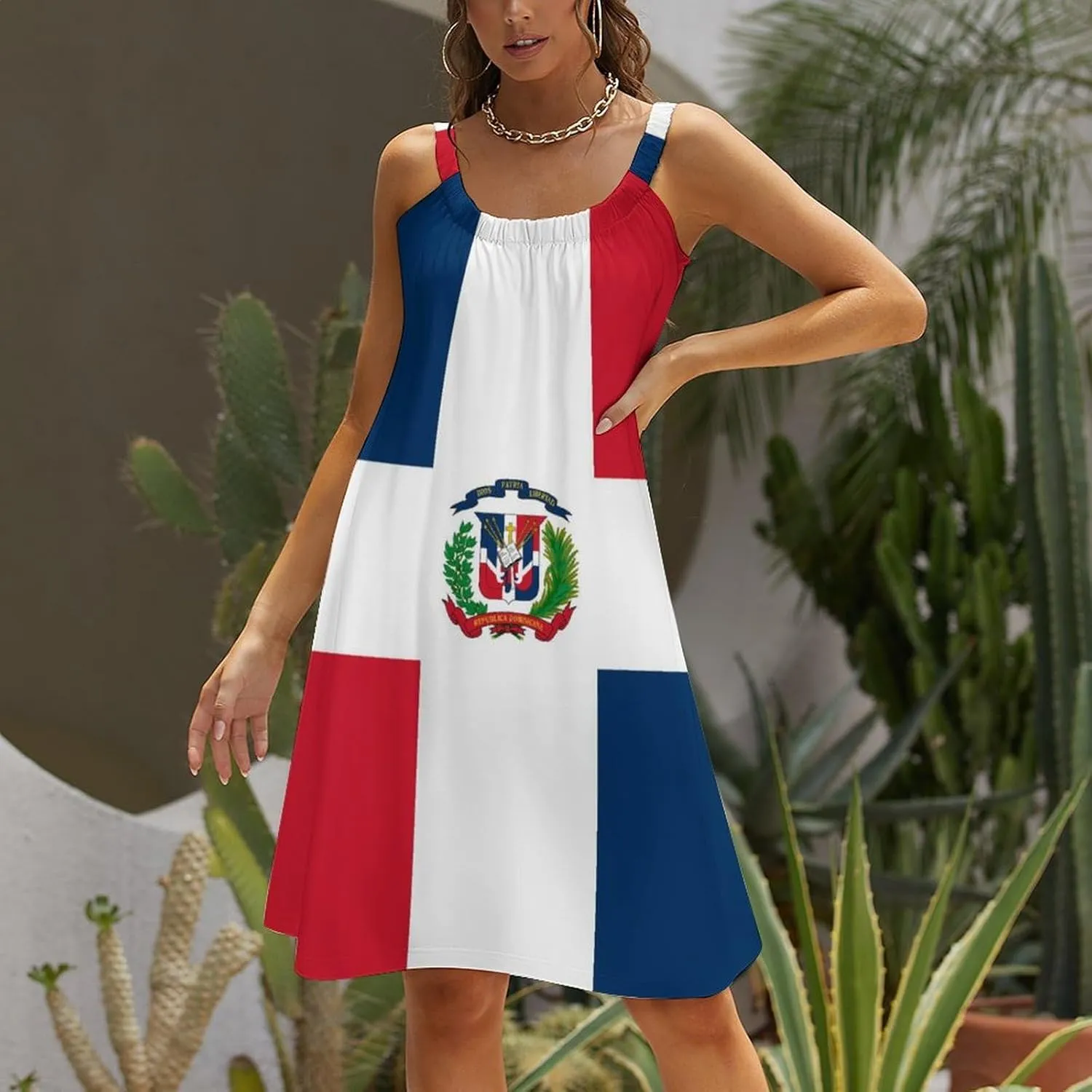 Fashion Summer Loose Sling Dress Women's Casual Beach Sundress, Sleeveless Swing Dress Beachwear Coverups Tank Dress