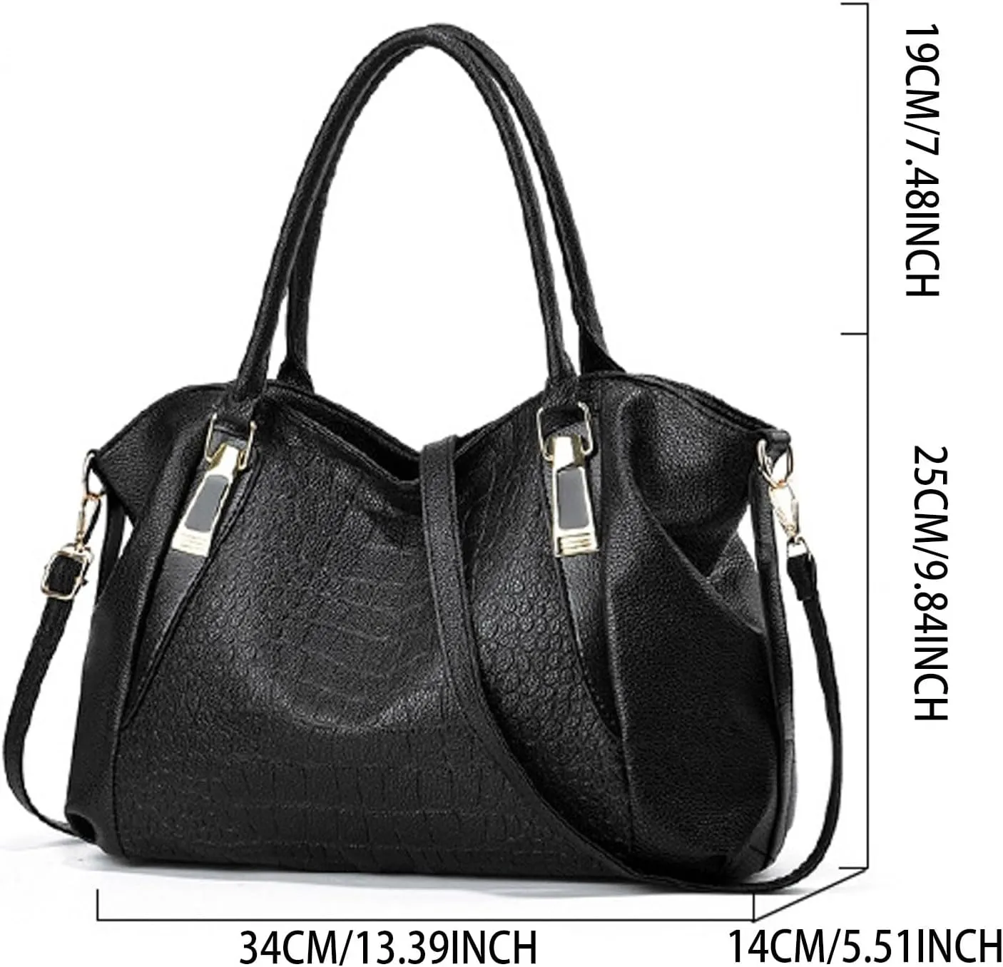 Fashionable And Simple Women's Large Capacity Soft Leather Texture Casual Crossbody Bag Bag (Black, One Size)