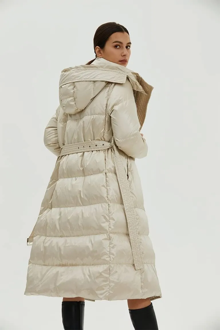 Fitouch Nicole Women's Down Coat Jacket with Belt | Long Length | 700  Fill Power