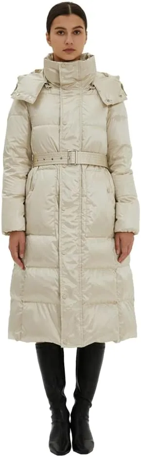 Fitouch Nicole Women's Down Coat Jacket with Belt | Long Length | 700  Fill Power