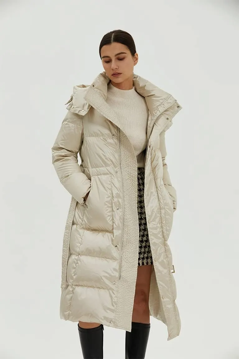 Fitouch Nicole Women's Down Coat Jacket with Belt | Long Length | 700  Fill Power