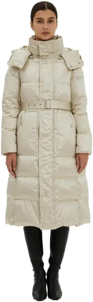 Fitouch Nicole Women's Down Coat Jacket with Belt | Long Length | 700  Fill Power