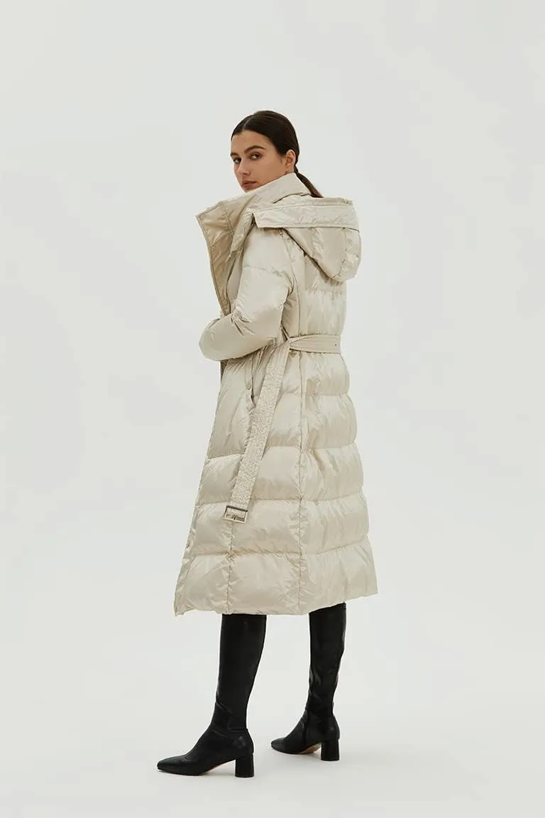 Fitouch Nicole Women's Down Coat Jacket with Belt | Long Length | 700  Fill Power