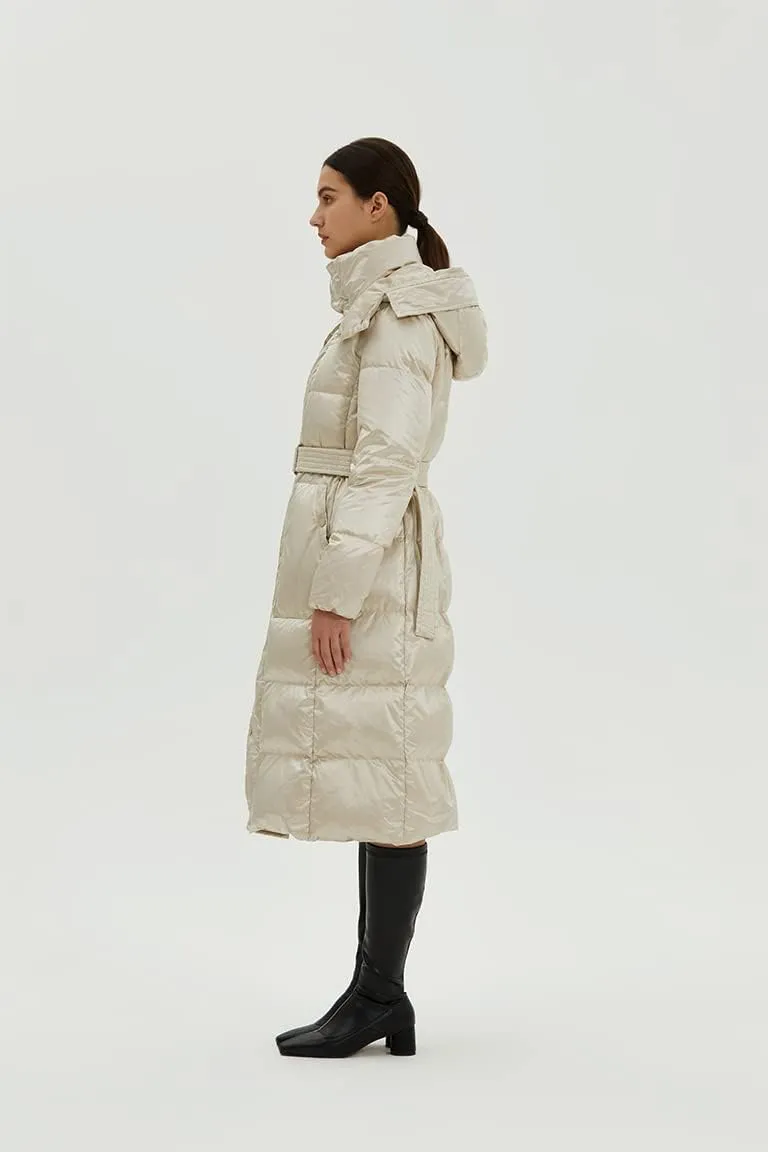 Fitouch Nicole Women's Down Coat Jacket with Belt | Long Length | 700  Fill Power