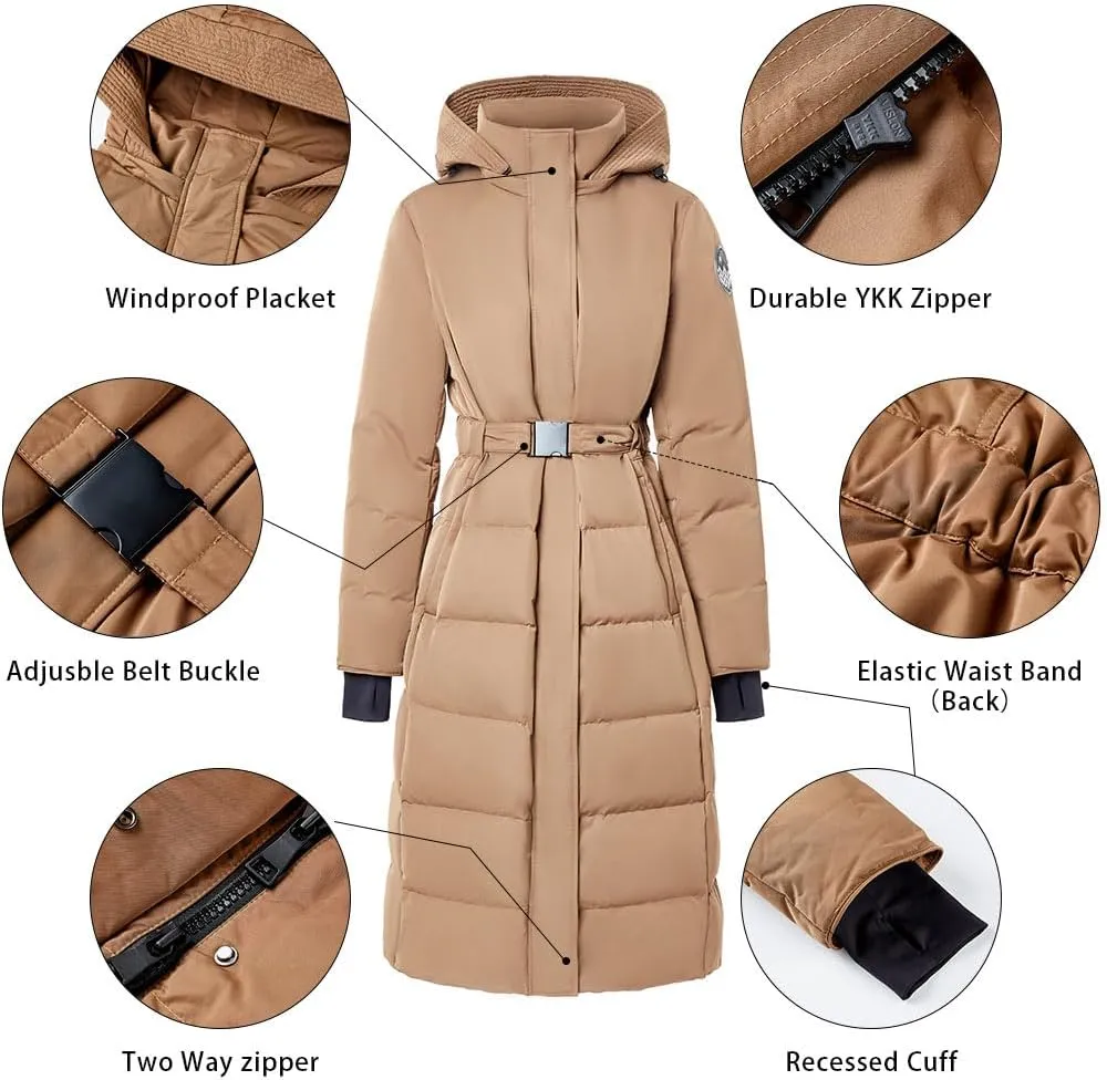 Fitouch Olym Women's Long Down Puffer Parka Jacket | Waterproof | 750  Fill Power