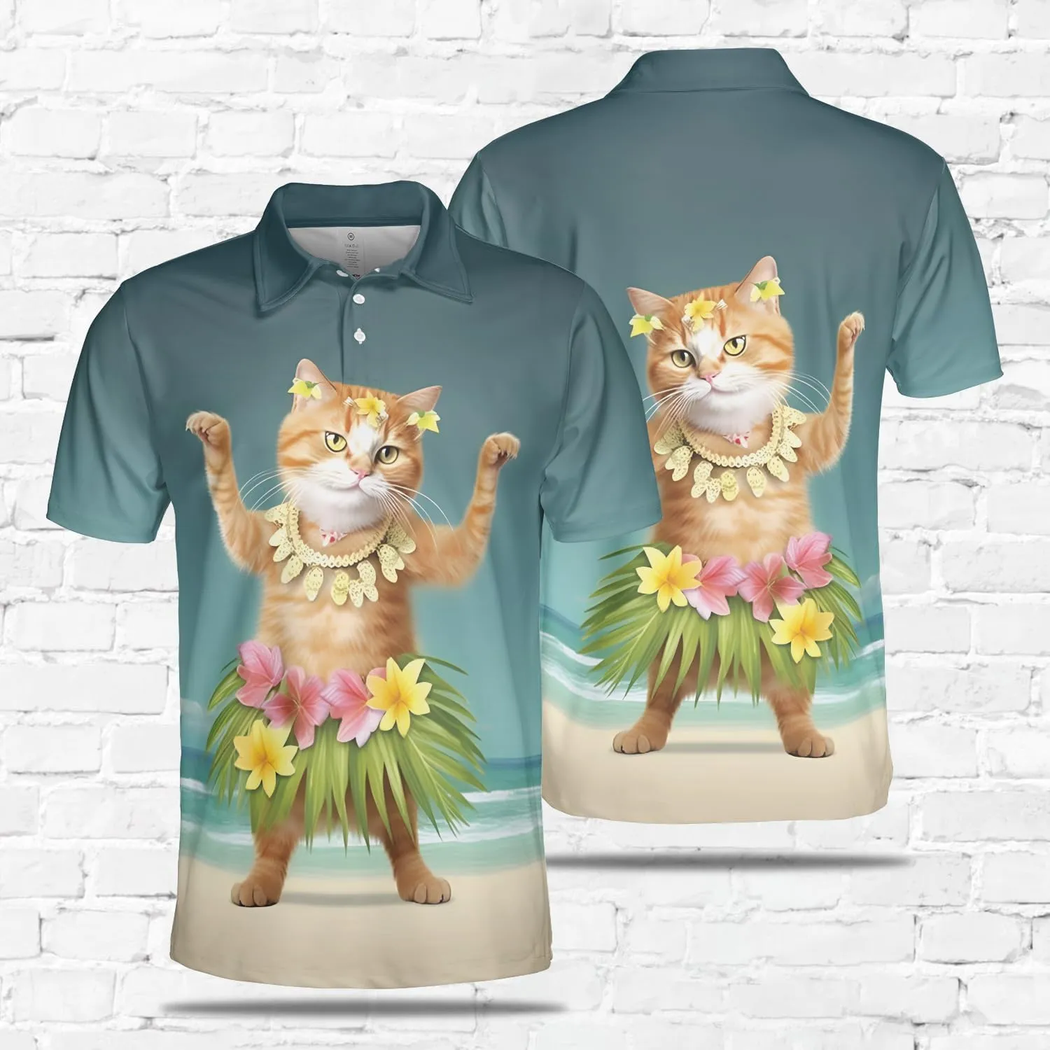 Funny Cat Polo Shirts for Men - Galaxy Cat Mens Quick Dry Short Sleeve Polo Shirts Series 16