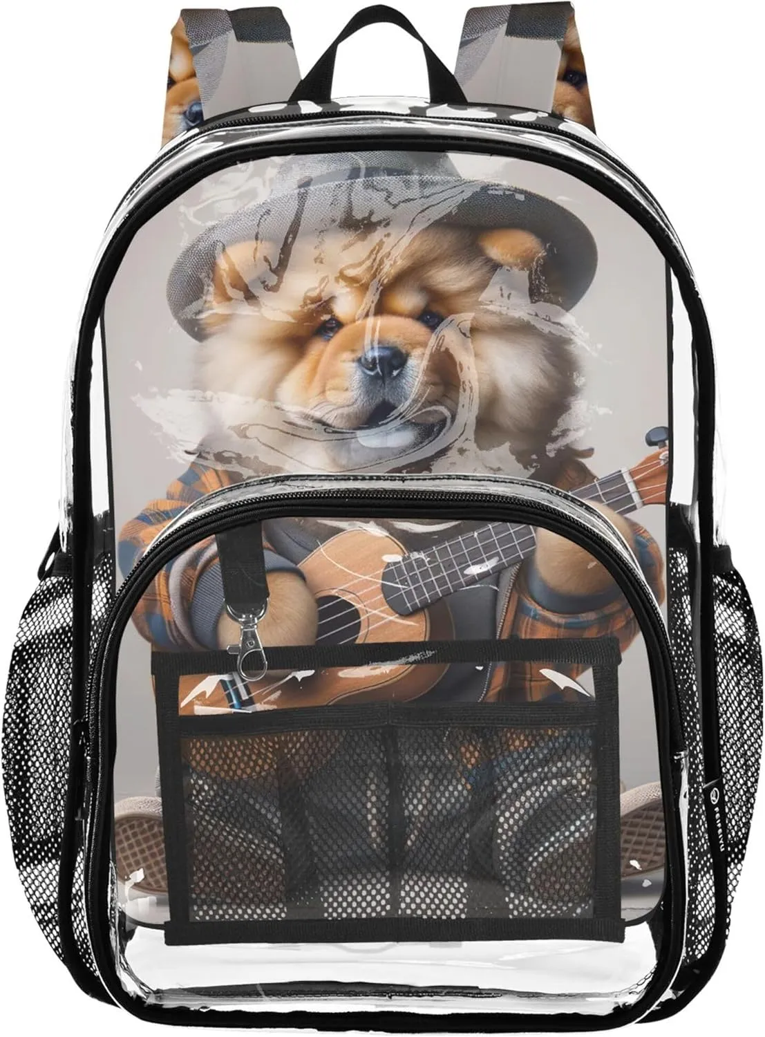 Funny Dog Chow Chow Puppy Clear Backpack Women Cute Girls Backpack Kids Boys See through Shoulder Bag