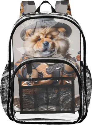 Funny Dog Chow Chow Puppy Clear Backpack Women Cute Girls Backpack Kids Boys See through Shoulder Bag