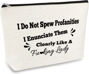 Funny Gifts for Women Sarcasm Makeup Bag Best Friend Friendship Gifts Cosmetic Bag Pouch Humor Present Christmas Birthday Present for Coworker Sister Bestie Roommate BFF I Do Not Spew Profanities