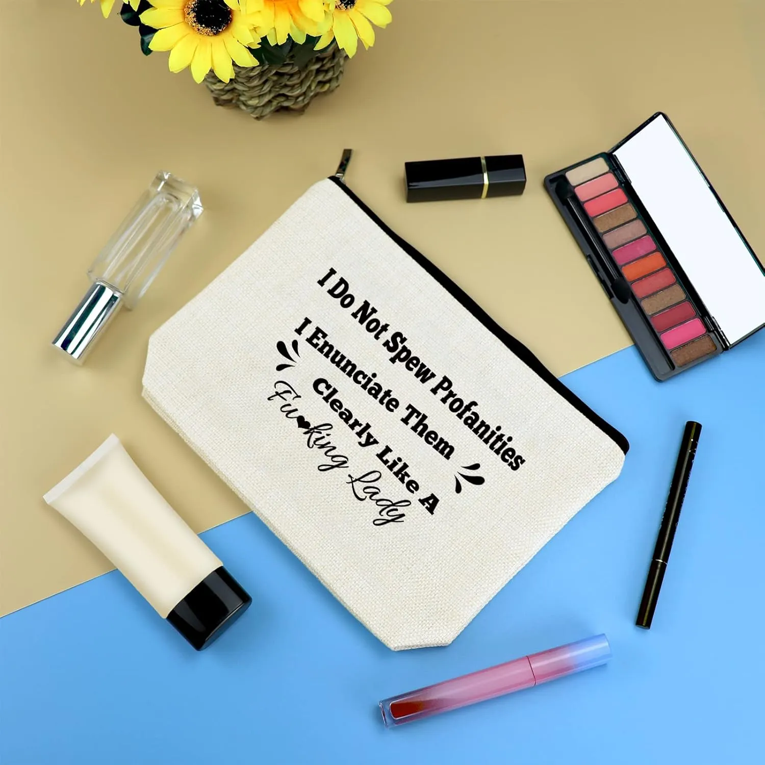 Funny Gifts for Women Sarcasm Makeup Bag Best Friend Friendship Gifts Cosmetic Bag Pouch Humor Present Christmas Birthday Present for Coworker Sister Bestie Roommate BFF I Do Not Spew Profanities