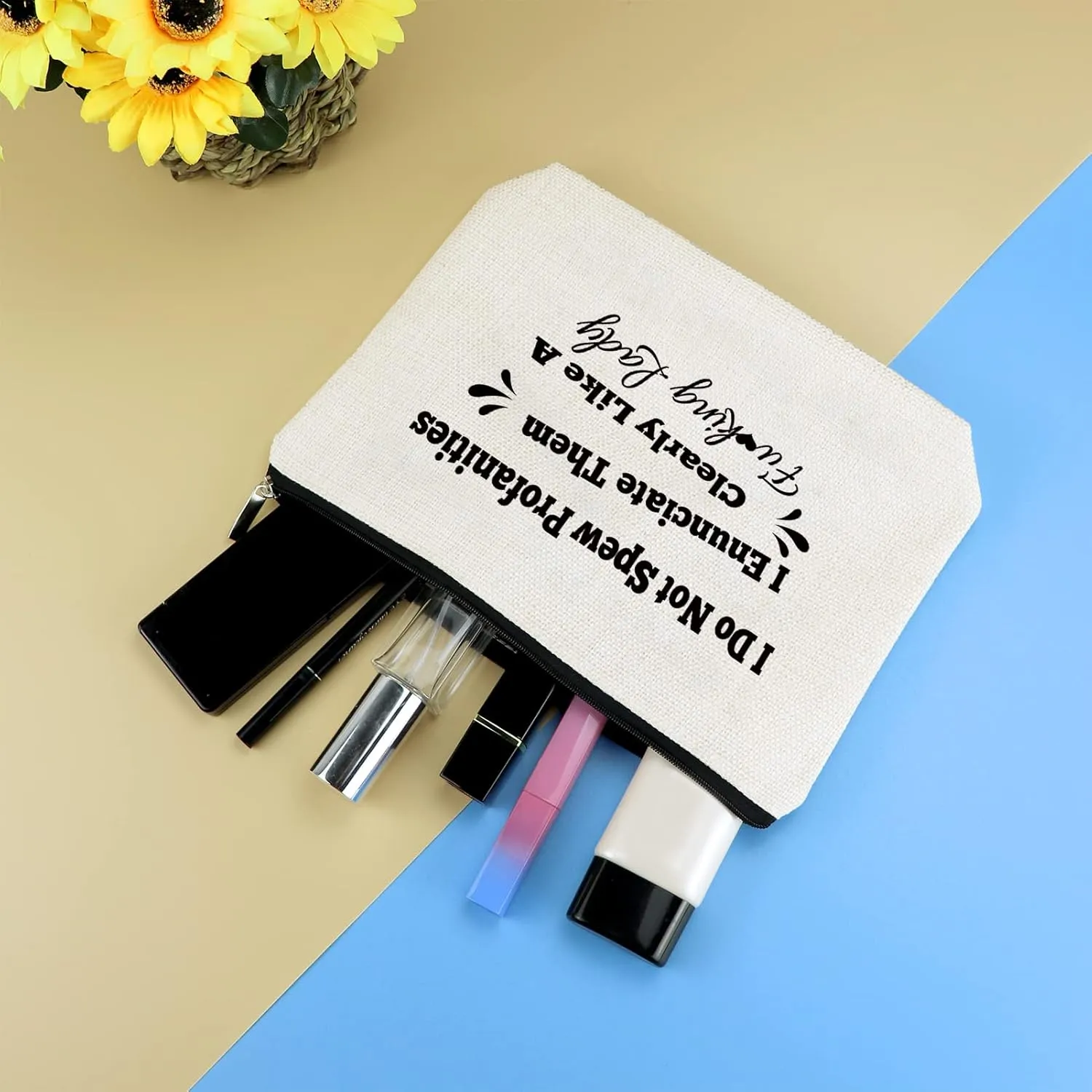 Funny Gifts for Women Sarcasm Makeup Bag Best Friend Friendship Gifts Cosmetic Bag Pouch Humor Present Christmas Birthday Present for Coworker Sister Bestie Roommate BFF I Do Not Spew Profanities