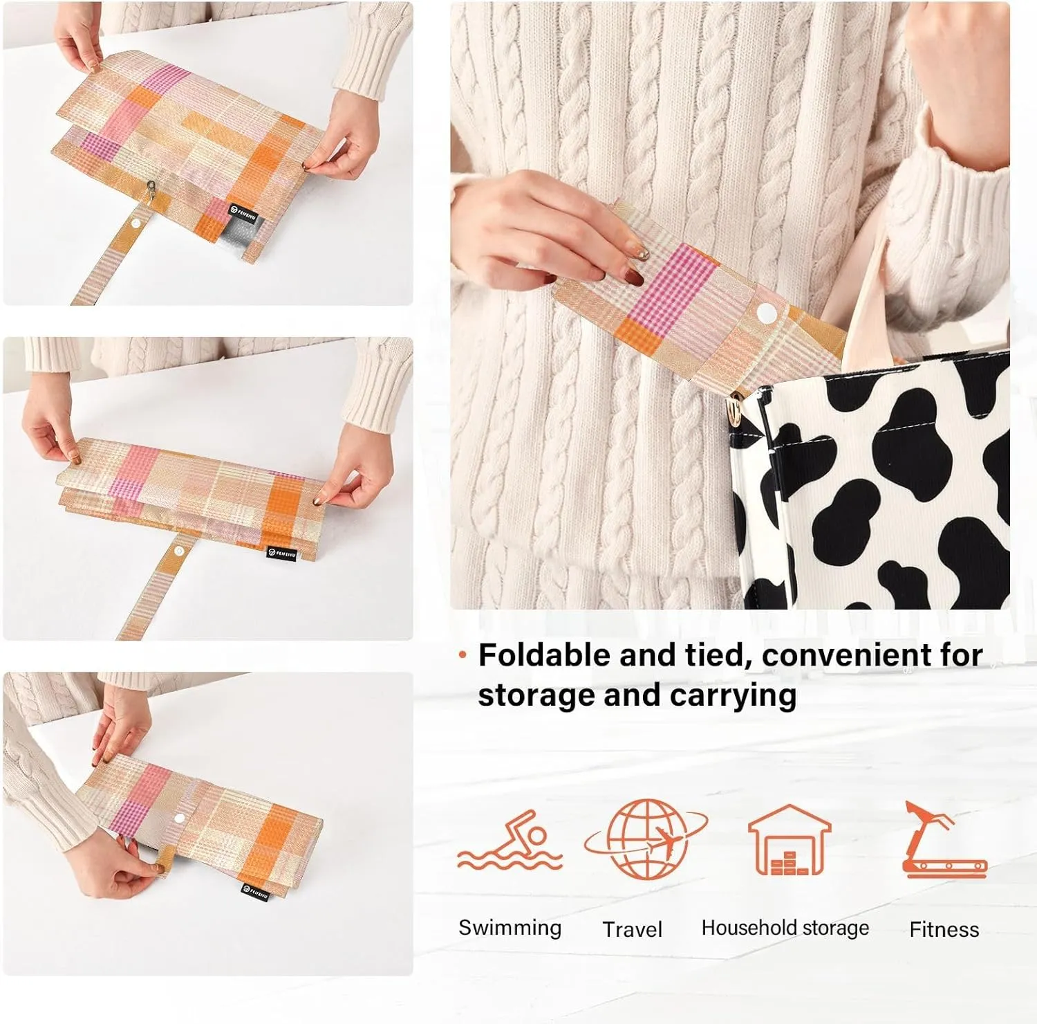 Garment Bag Closet Storage, Luggage Space Saver, Herringbone Houndstooth Checked Orange Pink Jellyfishs, Waterproof, 3 Set Travel Packing Cubes For Suitcases,Organizadores De Maletas Para