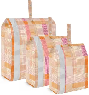 Garment Bag Closet Storage, Luggage Space Saver, Herringbone Houndstooth Checked Orange Pink Jellyfishs, Waterproof, 3 Set Travel Packing Cubes For Suitcases,Organizadores De Maletas Para