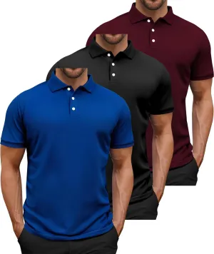 GEEK LIGHTING 3 Pack Mens Polo Shirts Short Sleeve Shirt for Men Casual Athletic T-Shirts