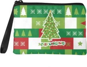 GIFTPUZZ Small Coin Purse for Women, Creative Christmas Tree Pattern Coins Credit Cards Bag Purse, Zipper Change Purse Travel Zipper Pouch
