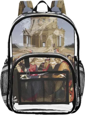 Girls Backpack for Kids Raphael Painting Wedding Virgin Women Clear Backpack Cute Plastic Transparent Bookbag