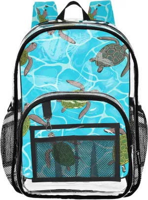 Girls Backpack for Kids Sea Turtles Clear Blue Ocean Women Clear Backpack Cute Pvc School Plastic Bookbag