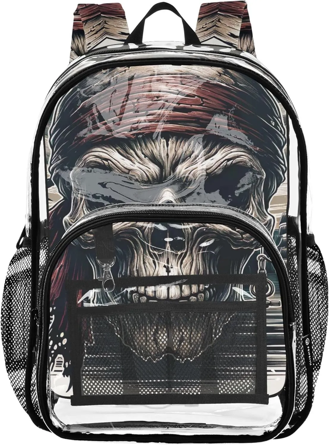 Girls Backpack Kids Boys Jolly Roger Pirate Skull Women Clear Backpack Cute Approved Shoulder Bag