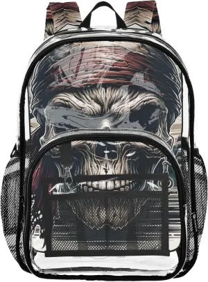 Girls Backpack Kids Boys Jolly Roger Pirate Skull Women Clear Backpack Cute Approved Shoulder Bag