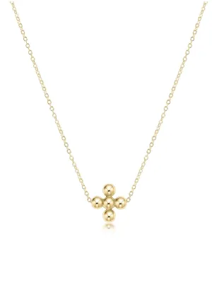 Gold Necklace - Classic Beaded Signature Cross Charm | e.newton Designs