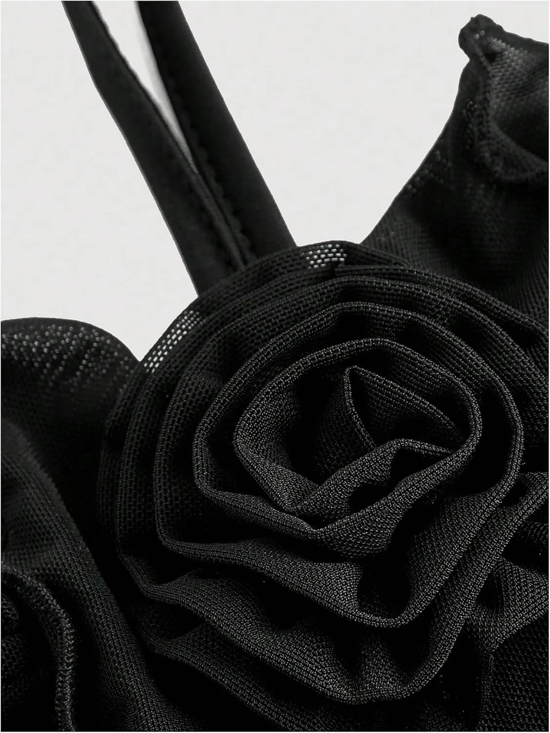 GORGLITTER Women's Floral Mesh Halter Bodycon Mini Dress Ruffle Tassel Open Back Tube Dresses Going Out Dress
