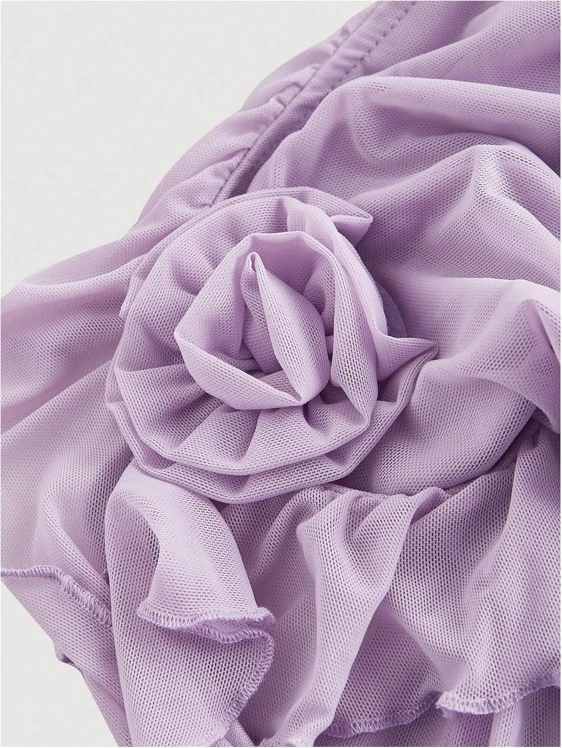GORGLITTER Women's Flower Strapless Halter Bodycon Mini Dress Y2K Mesh Ruffle Open Back Summer Graduation Prom Sundress