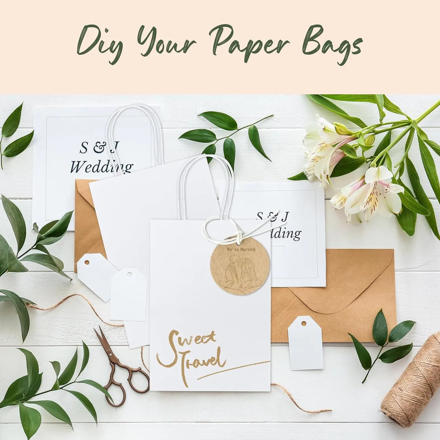 GSSUSA 5.25x3.75x8 20Pcs White Paper Bags With Handles?Small Gift Bags for Shopping,Craft,GroceryParty,Retail,Lunch,Business,Wedding,Merchandise,Boutique