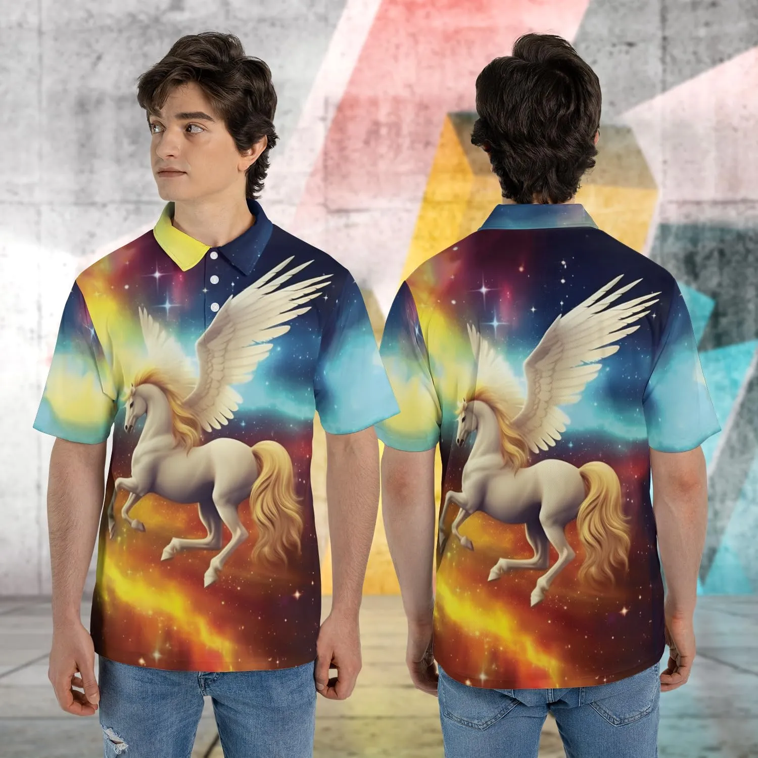 Horse Lovers Polo Shirts for Men - Love Horse Mens Quick Dry Short Sleeve Polo Shirts Series 23