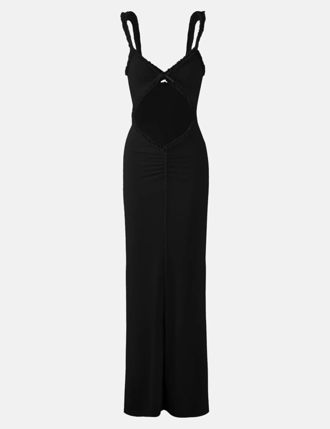ISZPLUSH Women's Sleeveless All Mesh Dress Sexy Mini Tassel Cut Out See Through Dress High Slit Ruffle Hem Mesh Club Outfit
