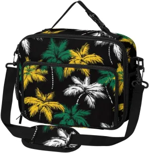 Jamaican Palm Trees Large Insulated Lunch Bag Reusable Lunch Cooler Bags Tote for Work Picnic Outdoor