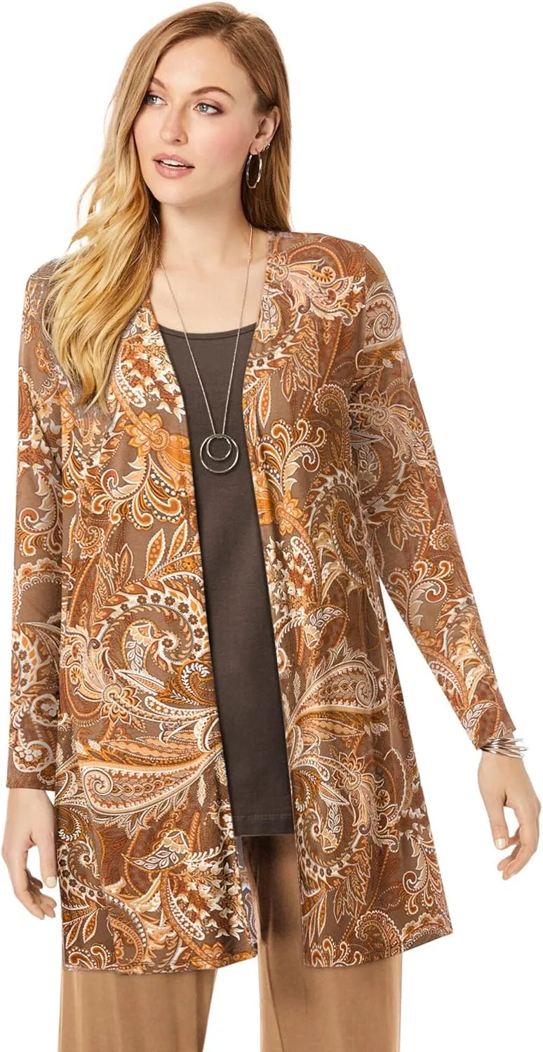 Jessica London Women's Plus Size Everyday Stretch Knit Open Front Cardigan
