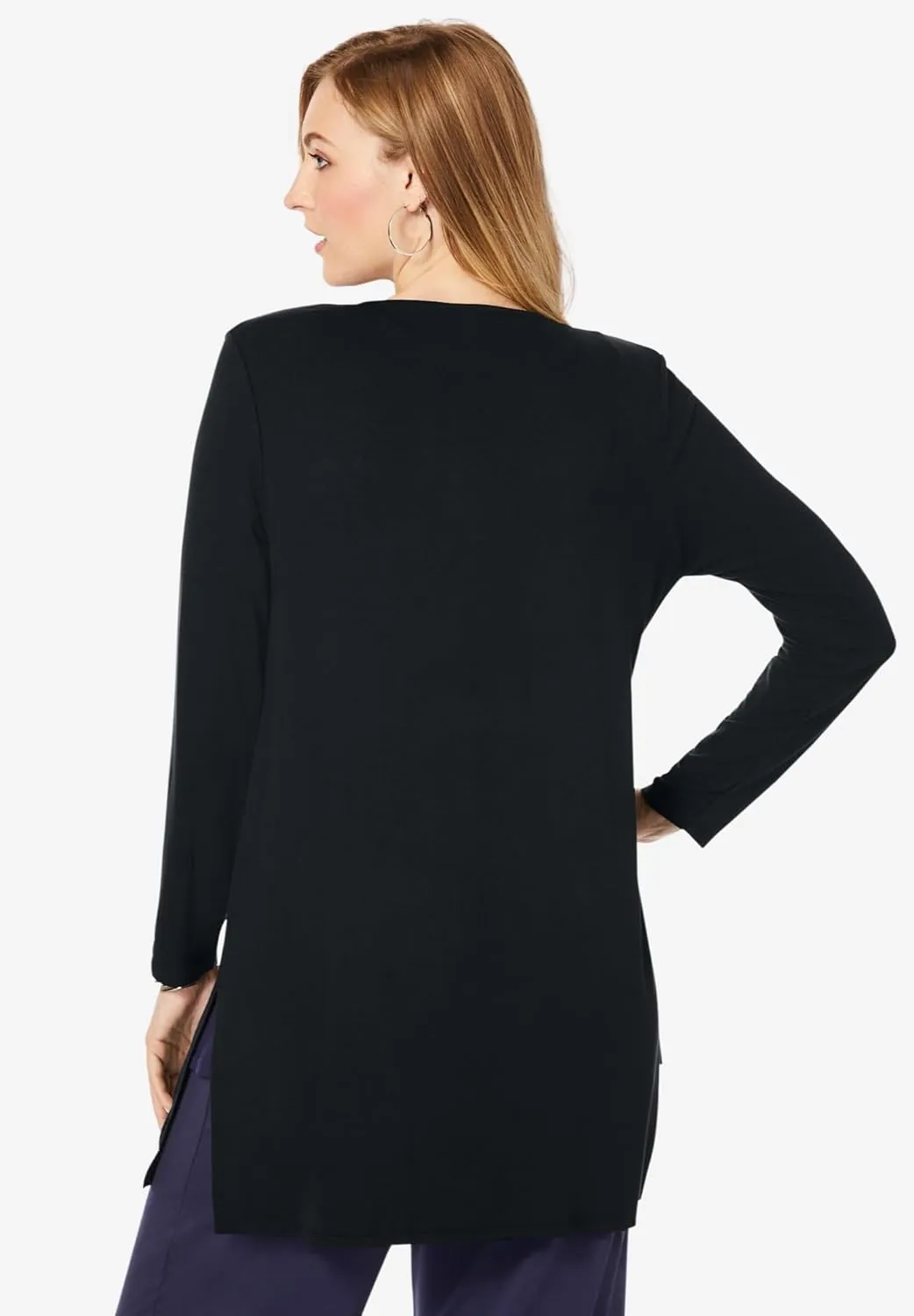 Jessica London Women's Plus Size Everyday Stretch Knit Open Front Cardigan