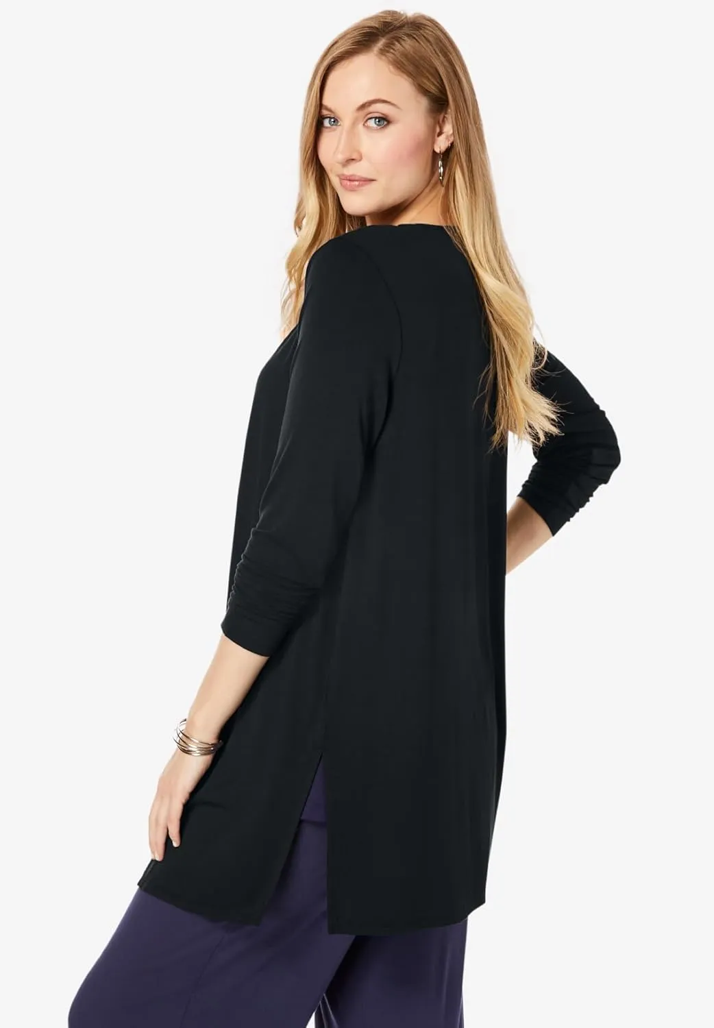 Jessica London Women's Plus Size Everyday Stretch Knit Open Front Cardigan