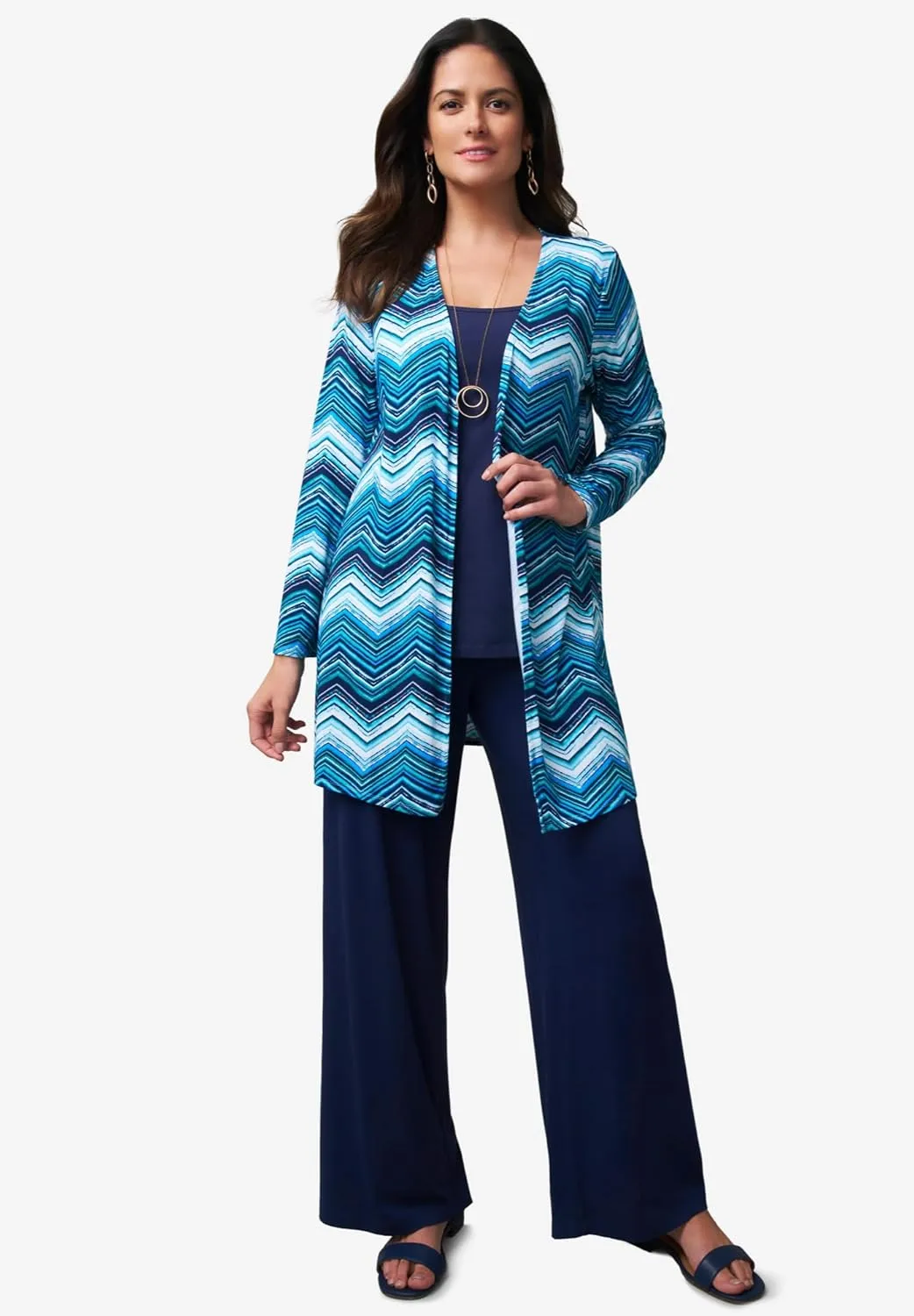 Jessica London Women's Plus Size Everyday Stretch Knit Open Front Cardigan